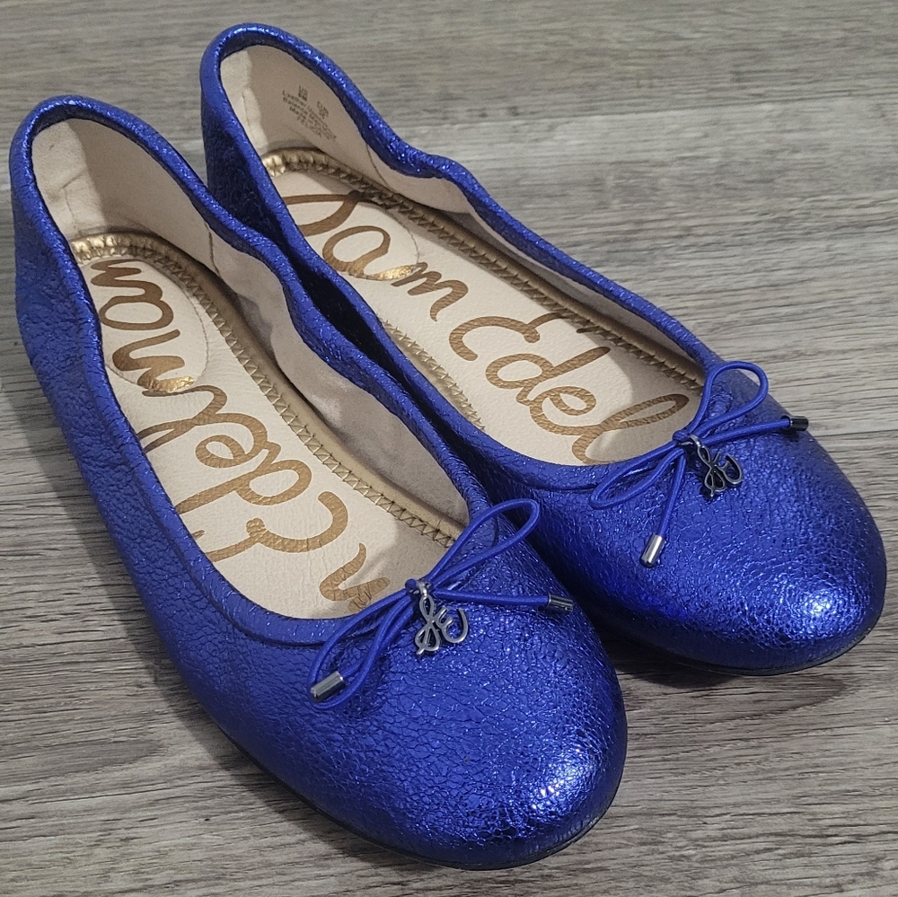 Royal Blue leather ballet flats